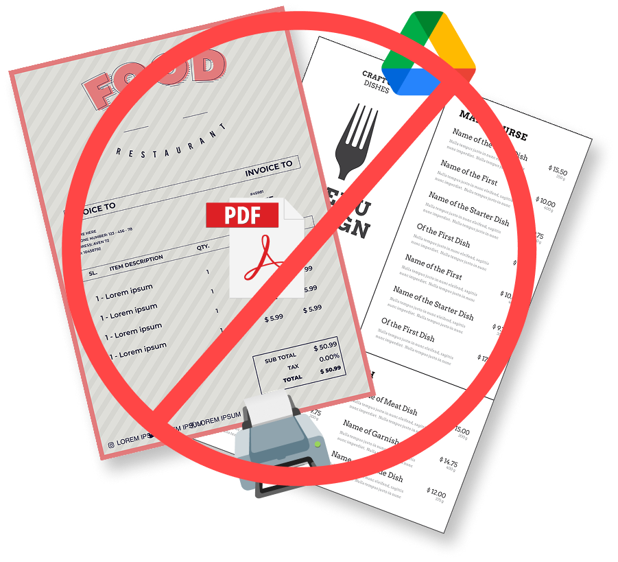 no printed menus